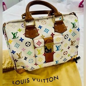 Louis Vuitton Murakami Multicolor Speedy 30 White Monogram Bag Vintage Rare
